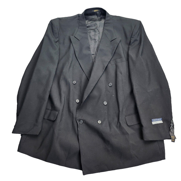 Hardwick Clothes Men's Suit Jacket Black Peak Lapel Double Breasted 54 Long